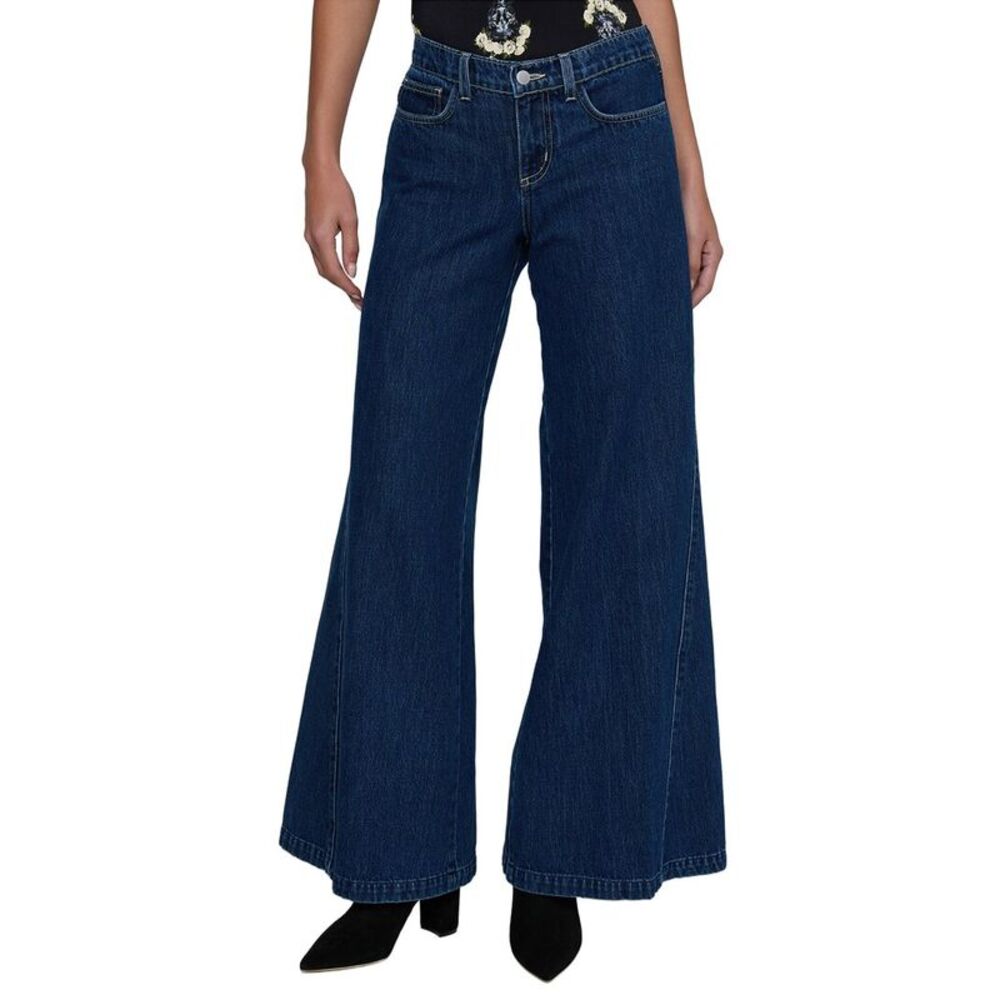 L’Agence Womens  Savina Low-Rise Wide Leg Sneaker Jean